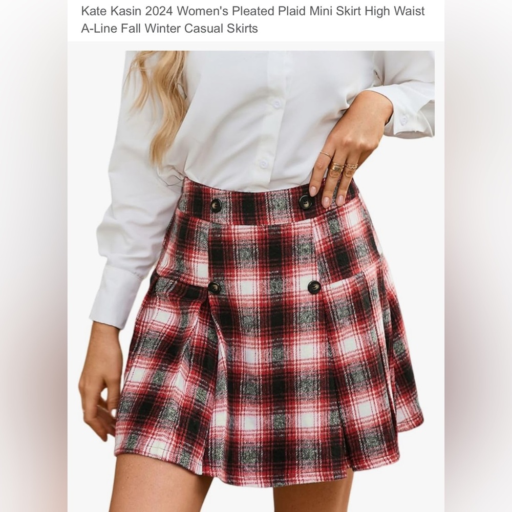 Pleated Plaid Mini Skirt